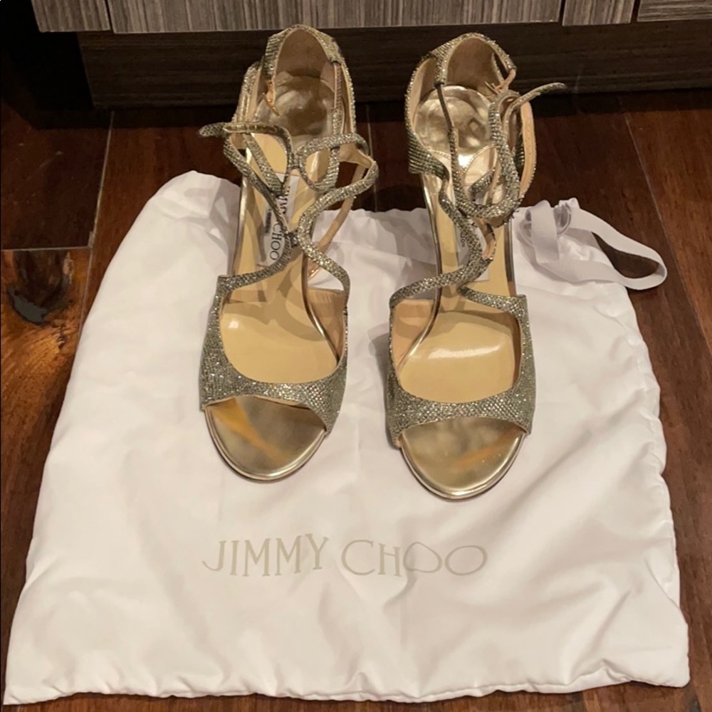 Jimmy Choo Strappy Gold Heels - Size 40